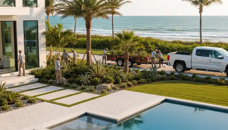 Landscaping service in Boca Raton, FL, for residential and commercial landscape maintenance and design