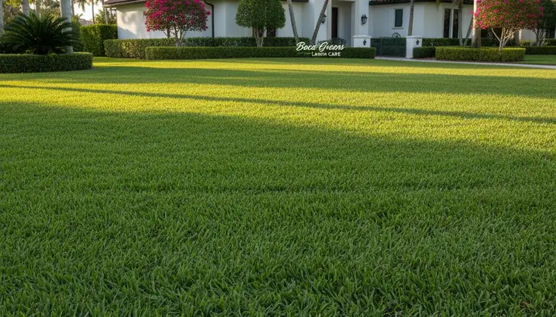 Lush residential lawn in Boca Raton FL showing professional landscaping and healthy green turf results