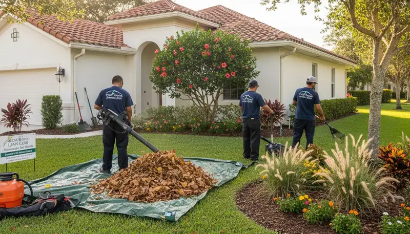 Overgrown Boca Raton yard needing professional lawn maintenance and cleanup by local landscaping experts
