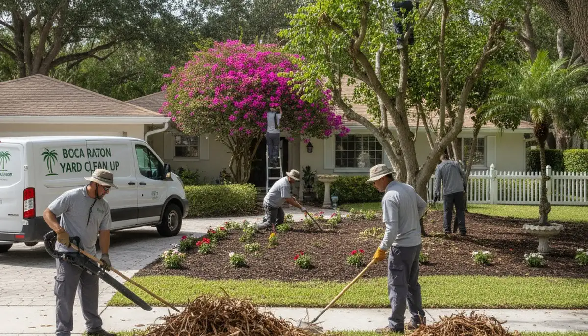Spring yard cleanup and debris removal by Chop Chop Landscaping in Boca Raton, FL